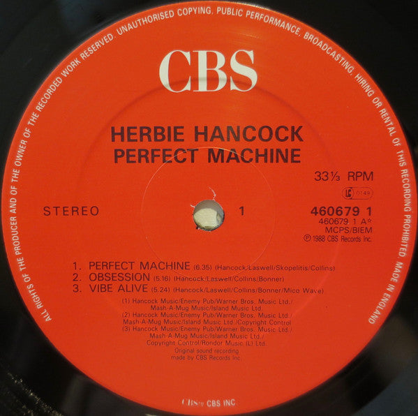 Perfect Machine by Herbie Hancock Groovie Records